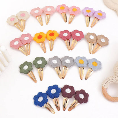 Vintage Floral Embroidery Hair Clips for Girls - Set of 2 Sweet Hair Pins