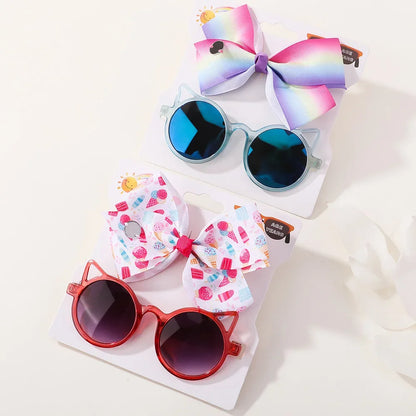 Adorable 2-Piece Newborn Hair Accessories Set - Cute Bow Headband & Bear Glasses for Infants and Kids