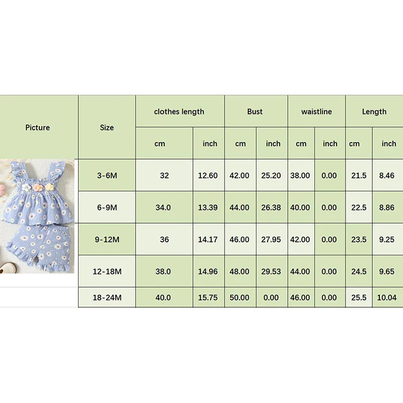 Adorable Baby Girl Summer Outfit Set with 3D Floral Ruffle Top and Shorts