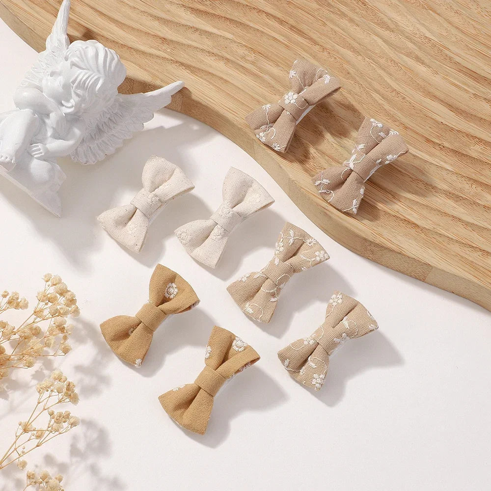 Adorable 2-Pack Kids Bow Hairpins - Soft Cotton Clip-on Accessories for Toddler Girls