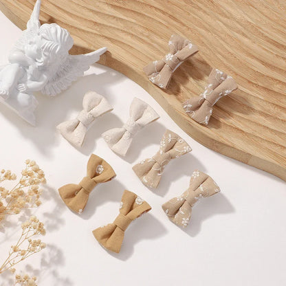 Adorable 2-Pack Kids Bow Hairpins - Soft Cotton Clip-on Accessories for Toddler Girls
