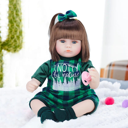 42cm Realistic Reborn Baby Doll - Silicone Toddler Princess with Soft Cloth Body, Perfect Lifelike Toy for Kids and Christmas Gifts
