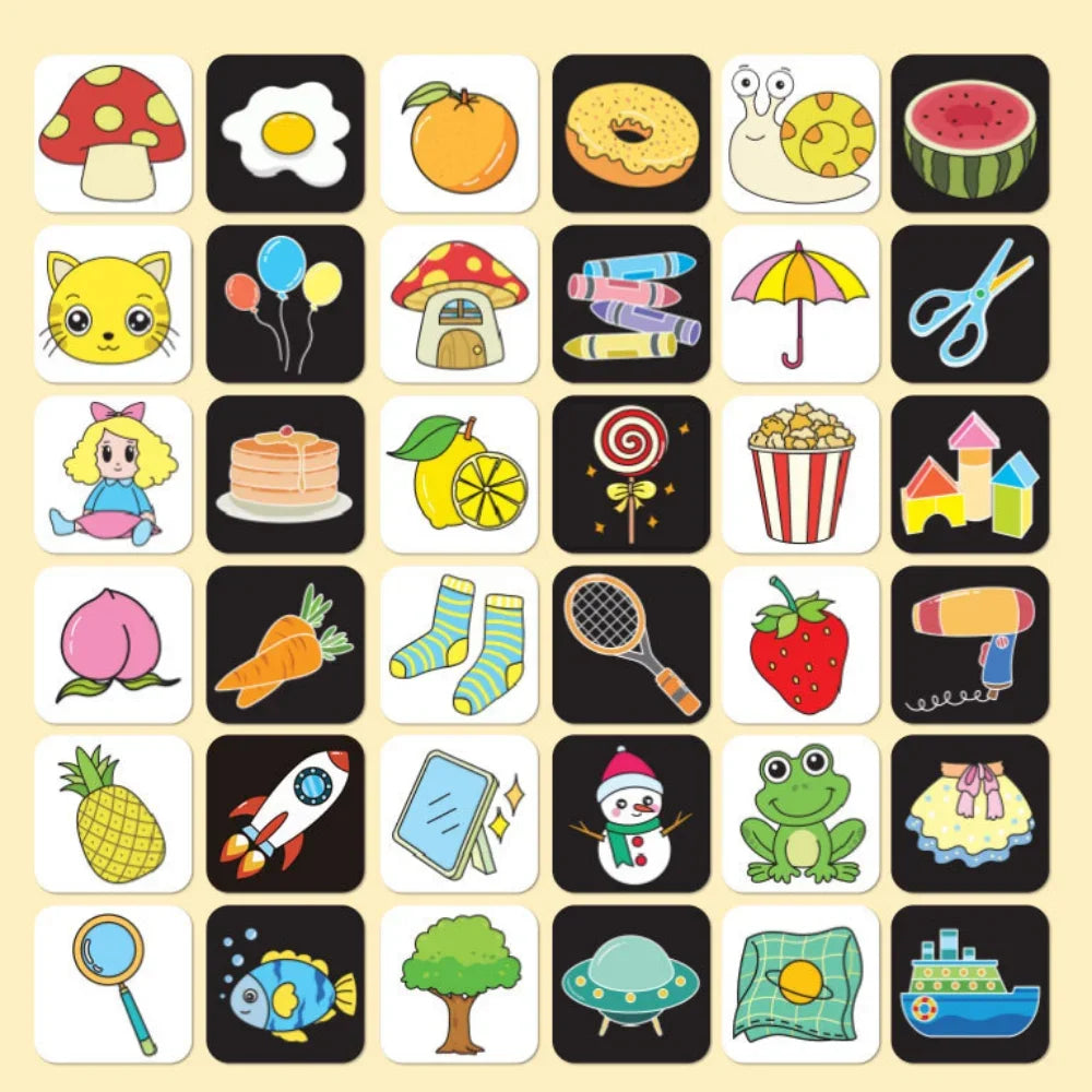 High Contrast Black and White Baby Stimulation Cards for Early Cognitive Development