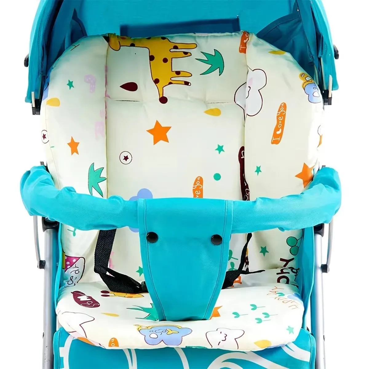 Soft and Thick Double-Sided Baby Stroller Seat Cushion for Highchairs and Shopping Carts - Breathable Kids Feeding Chair Accessory with Animal Pattern