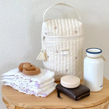 Quilted Portable Diaper Caddy Organizer for Strollers - Stylish Mommy Bag for Baby Essentials