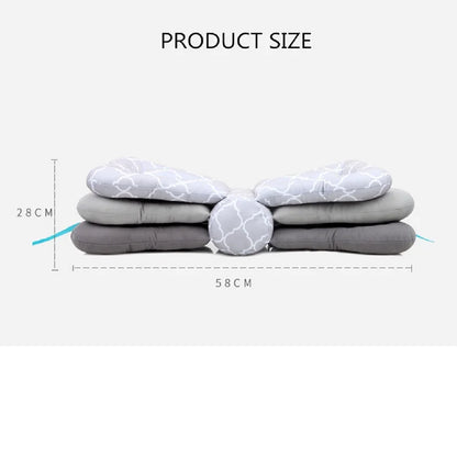 Adjustable Multi-Function Nursing Pillow for Babies - Washable Cotton Feeding Cushion in Pink/Grey/Blue