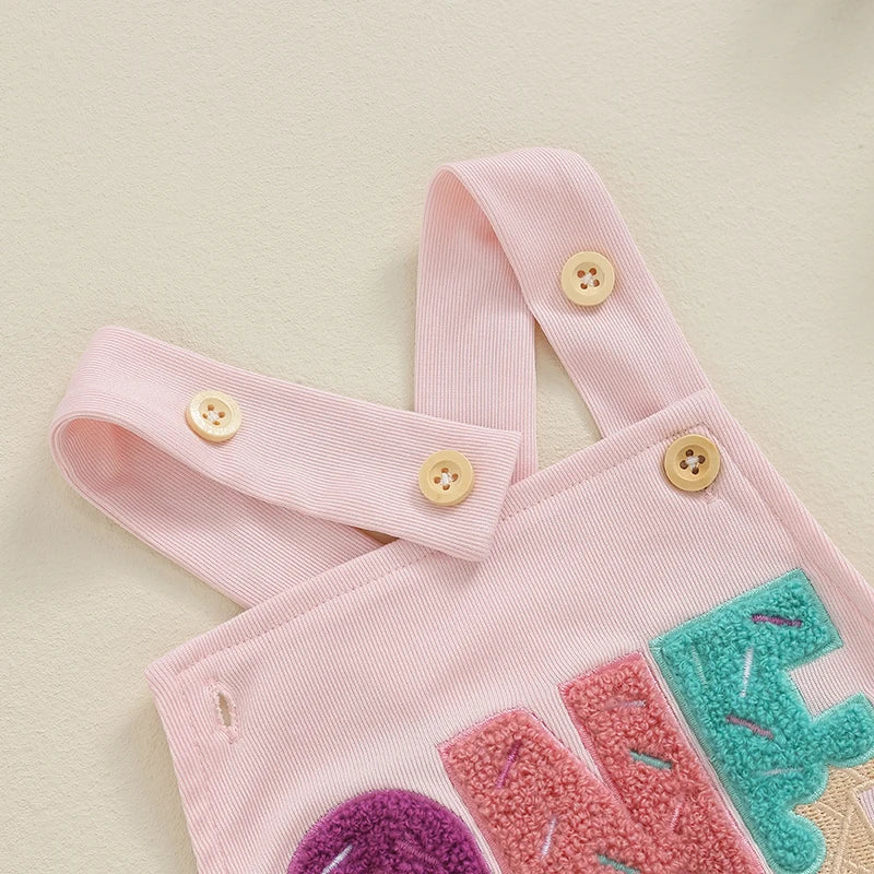 Unisex Baby Birthday Romper with Letter Embroidery - Sleeveless Square Neck Jumpsuit for Newborns