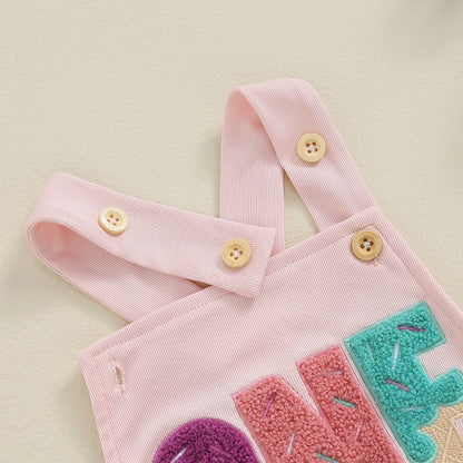 Unisex Baby Birthday Romper with Letter Embroidery - Sleeveless Square Neck Jumpsuit for Newborns