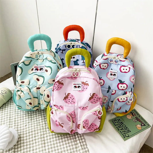 2024 Cartoon Fruit Print Kids Backpack for Kindergarten - Lightweight Portable Schoolbag for Boys and Girls