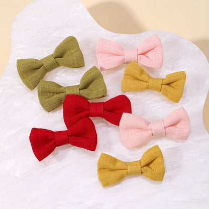 Adorable 2-Pack Mini Hair Bows for Girls - Soft Cotton Hair Clips and Barrettes