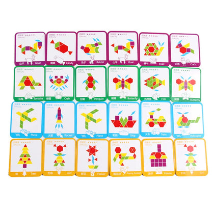 155-Piece 3D Wooden Geometric Tangram Puzzles for Kids - Montessori Educational Toys