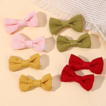 Adorable 2-Pack Mini Hair Bows for Girls - Soft Cotton Hair Clips and Barrettes
