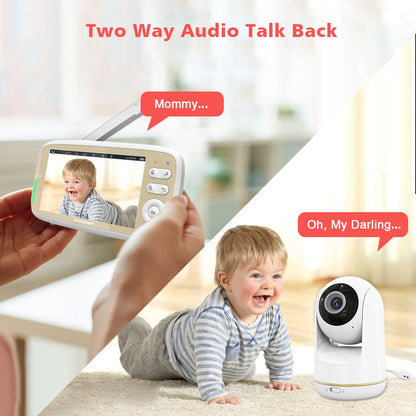 VB803 5-Inch Baby Monitor with 720P HD Display, 330° Pan & 135° Tilt, 3X Zoom, Two-Way Audio, Night Vision, and Lullaby Function