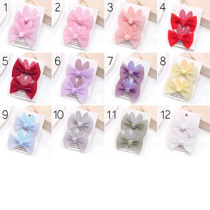 Adorable 2-Pack Mini Hair Bows for Girls - Soft Cotton Hair Clips and Barrettes