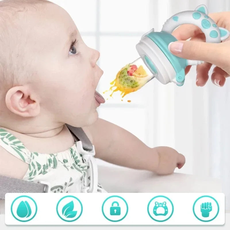 Baby Safe Silicone Fruit Feeder Pacifier - Versatile Food Mill with Cover for Fresh Juices and Healthy Bites