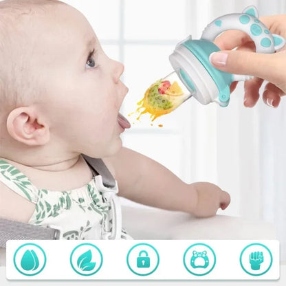 Baby Safe Silicone Fruit Feeder Pacifier - Versatile Food Mill with Cover for Fresh Juices and Healthy Bites