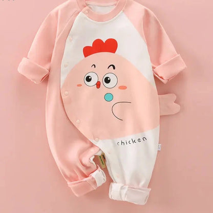 Adorable 2023 Spring Cartoon Print Long Sleeve Rompers for Newborn Baby Boys and Girls - Toddler Playsuit with O-Neck Design