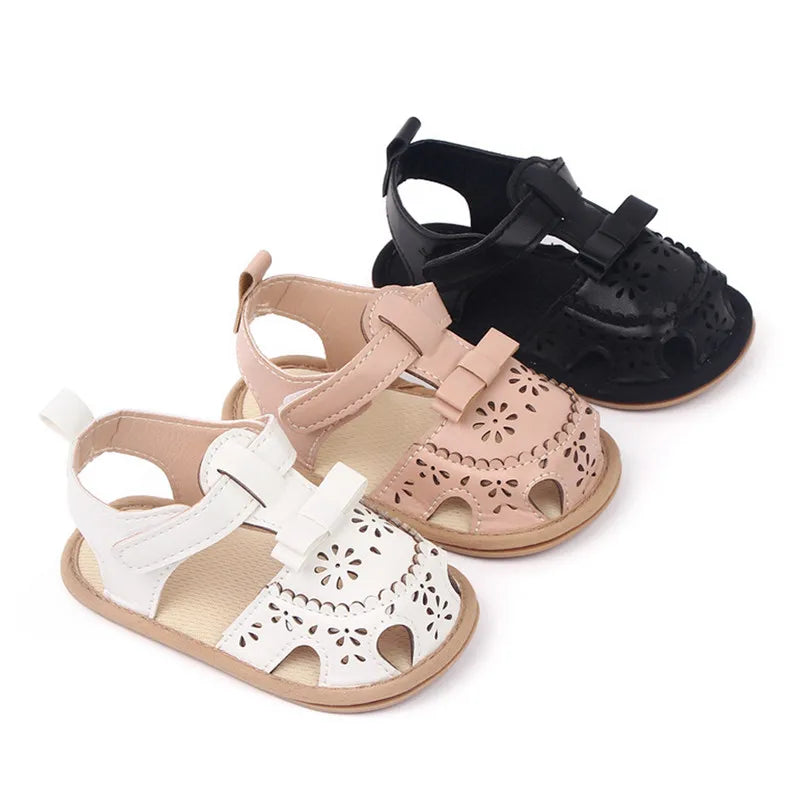 Flexible PU Leather Baby Sandals for Boys and Girls - Non-Slip Hollow Summer Flats