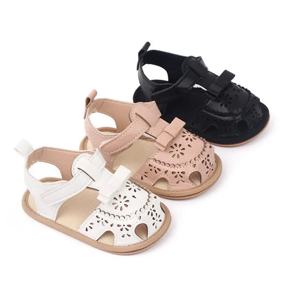 Flexible PU Leather Baby Sandals for Boys and Girls - Non-Slip Hollow Summer Flats