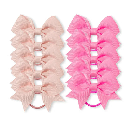 Set of 10 Grosgrain Ribbon Hair Bows with Elastic Bands - Perfect New Year Accessories for Baby Girls