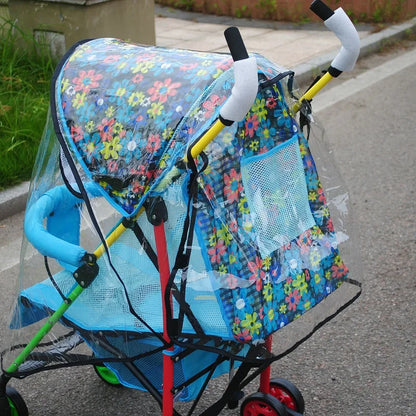 Universal Waterproof Baby Stroller Rain Cover - Transparent Trolley Umbrella with Zipper for All Ages