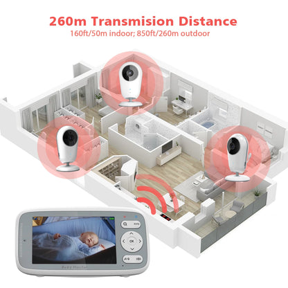 4-Inch HD Video Baby Monitor with 3X Digital Zoom, Two-Way Audio, Auto Night Vision, and Temperature Monitoring - Model VB615