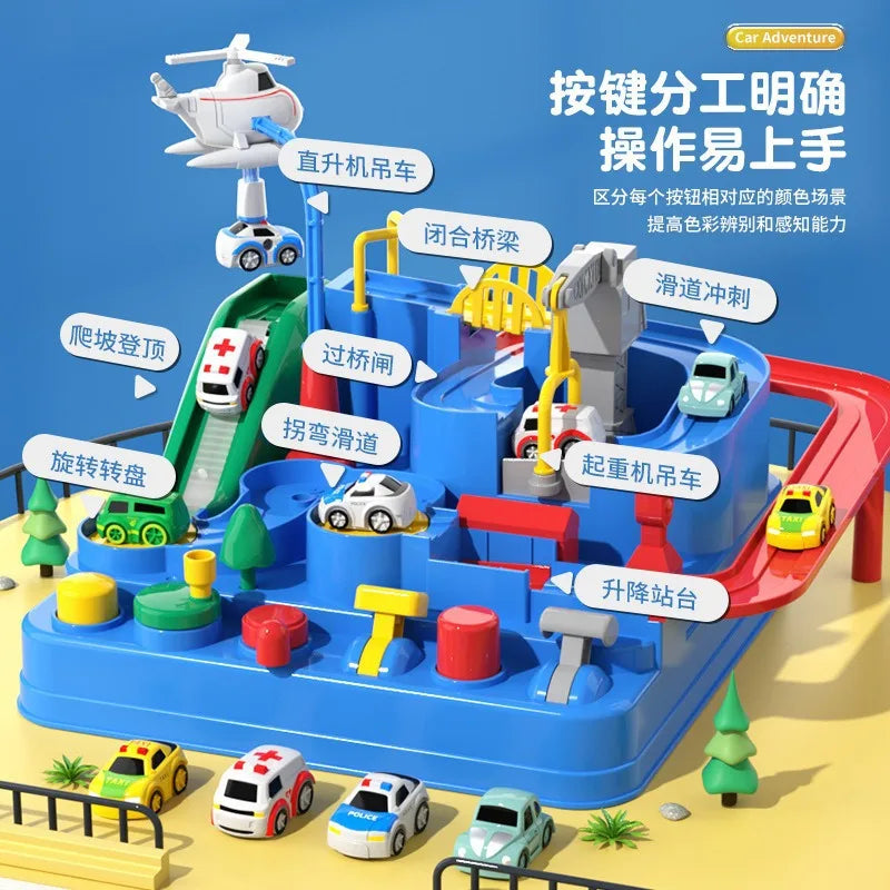 Kids' Racing Rail Car Educational Playset - Interactive Train Adventure with Space Rocket Theme