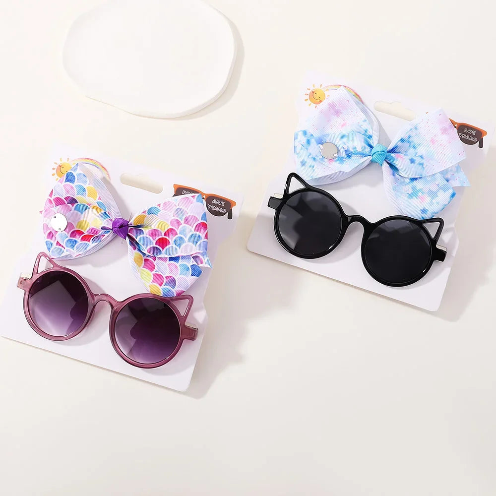 Adorable 2-Piece Newborn Hair Accessories Set - Cute Bow Headband & Bear Glasses for Infants and Kids