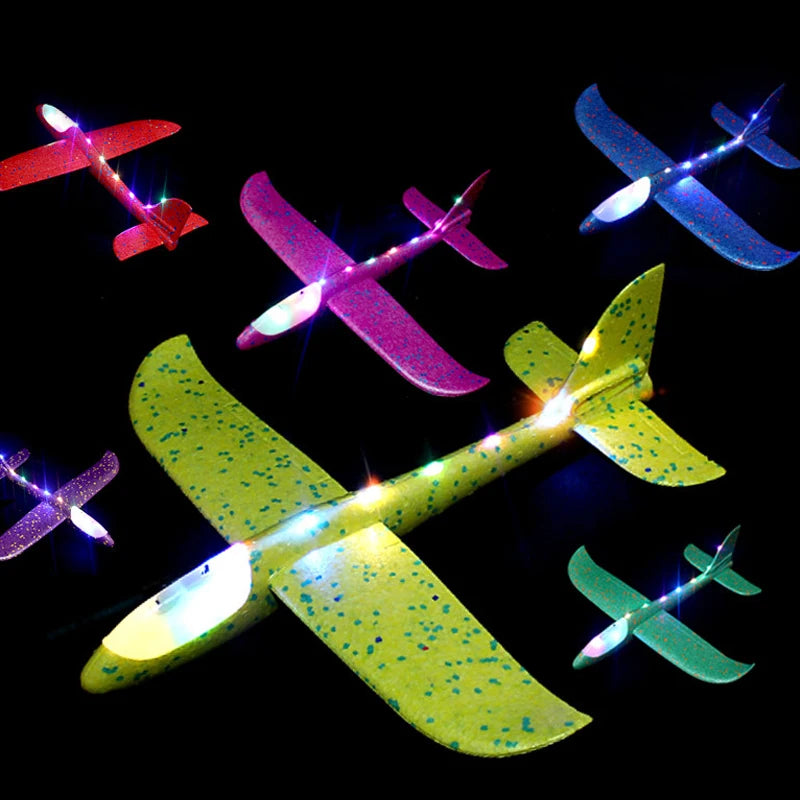 48CM LED Foam Glider Plane - Hand-Throw Flying Aircraft Model for Kids - Durable EPP Design Perfect for Outdoor Fun and Parties