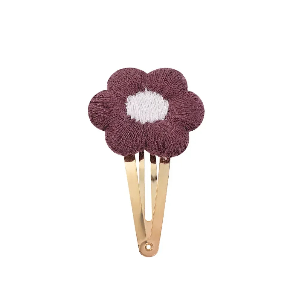 Vintage Floral Embroidery Hair Clips for Girls - Set of 2 Sweet Hair Pins