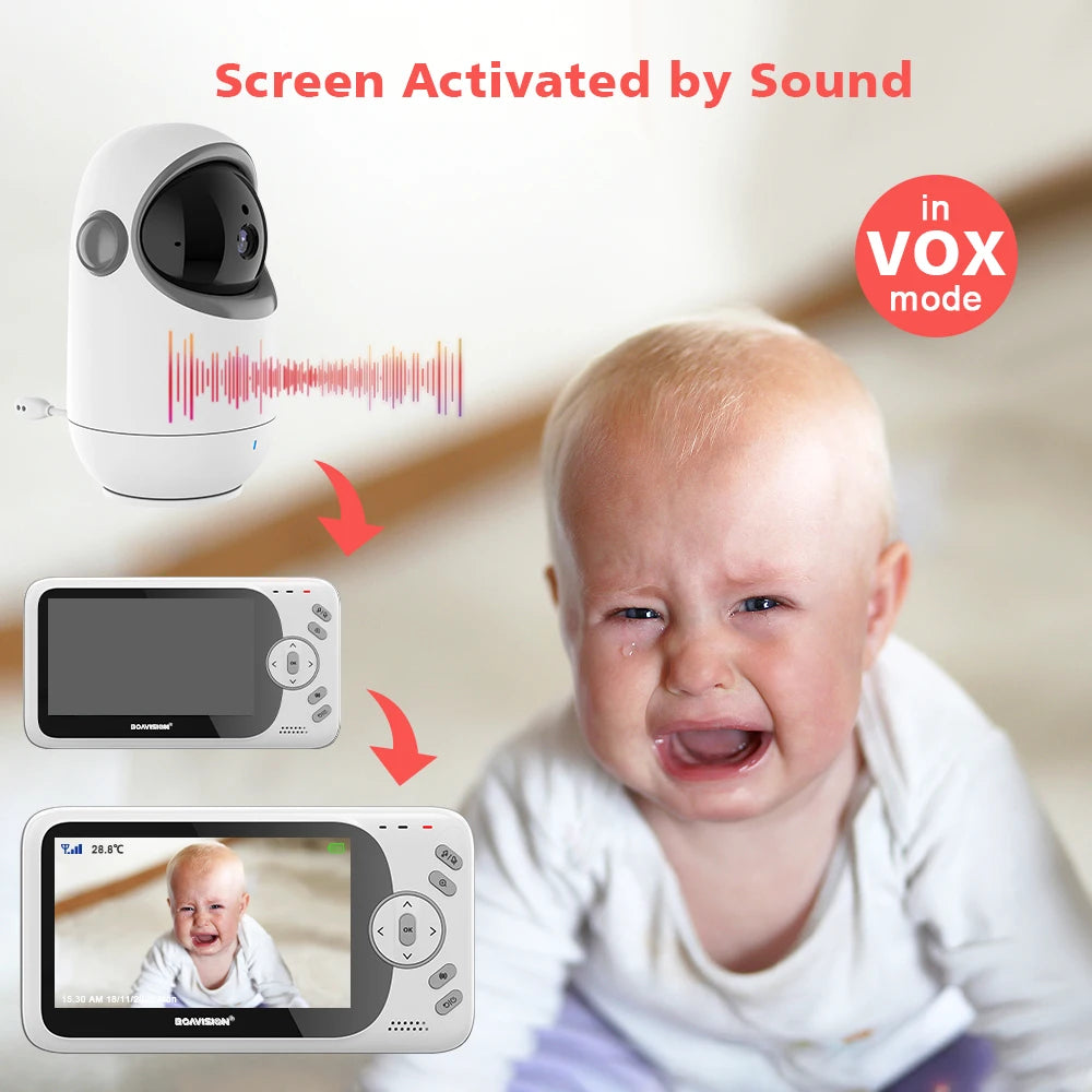 4.3" Wireless Video Baby Monitor with Pan/Tilt Camera, Two-Way Audio & Night Vision - VB801