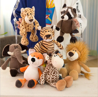 25CM Adorable Jungle Plush Dolls - Kawaii Lion, Elephant, and Monkey Stuffed Animal Toys for Kids and Babies