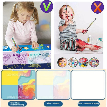 Giant 150x100CM Magic Water Doodle Mat with Reusable Pens - Ideal Montessori Educational Toy for Kids
