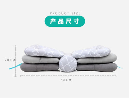 Adjustable Multi-Function Nursing Pillow for Babies - Washable Cotton Feeding Cushion in Pink/Grey/Blue