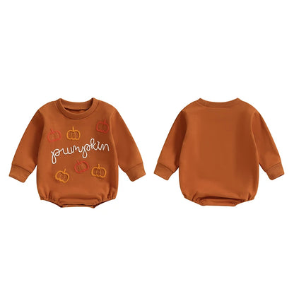Adorable Infant Halloween Romper with Pumpkin Design - Long Sleeve Oversized Outfit for Baby Girls and Boys