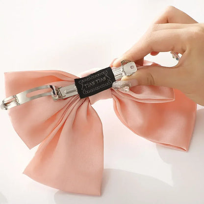 2Pcs Y2K Inspired Satin Bow Hair Clips for Women - Chic Ponytail Barrettes and Sweet Girl Hair Accessories