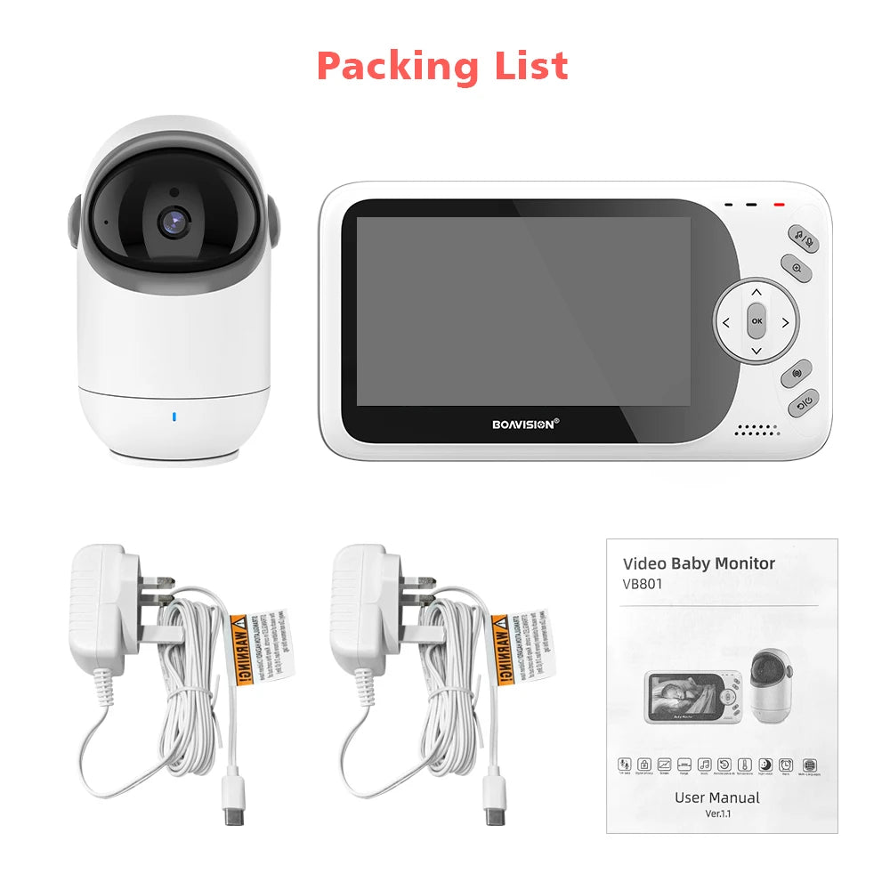 4.3" Wireless Video Baby Monitor with Pan/Tilt Camera, Two-Way Audio & Night Vision - VB801