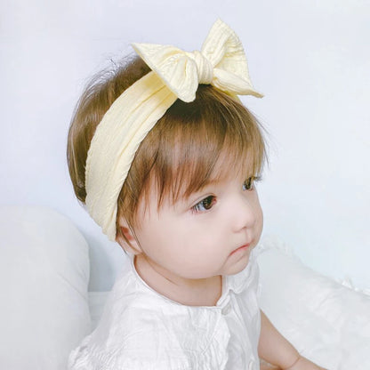 48-Color Soft Nylon Baby Headbands for Girls - Elastic Knit Turban Bows Hair Accessories for Newborns