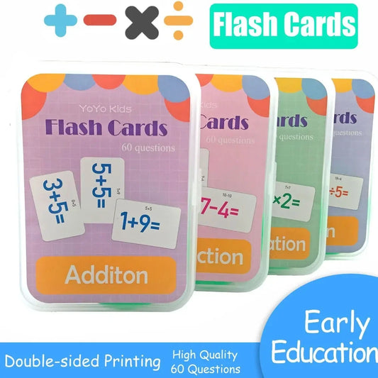 Montessori Math Learning Cards for Kids - Addition, Subtraction, Multiplication, and Division Flash Cards