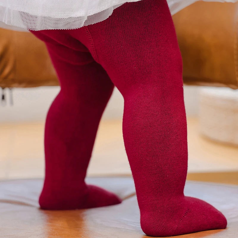 Toddler Girls Soft Cotton Blend Pantyhose - Casual Solid Color Tights for Infants