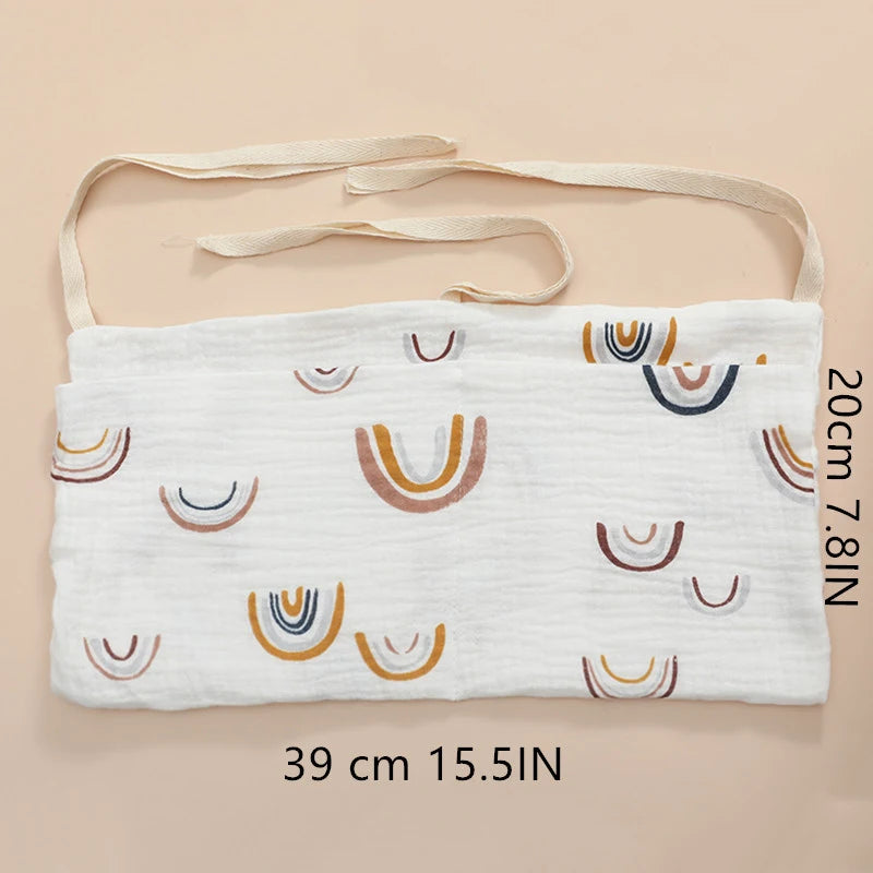 Large Multifunctional Cotton Baby Crib Organizer - 39x20cm Storage Bag for Diapers and Essentials