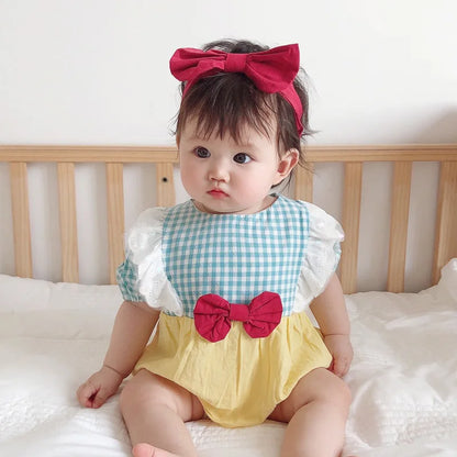 Adorable 2-Piece Summer Newborn Princess Jumpsuit with Matching Headband for Baby Girls