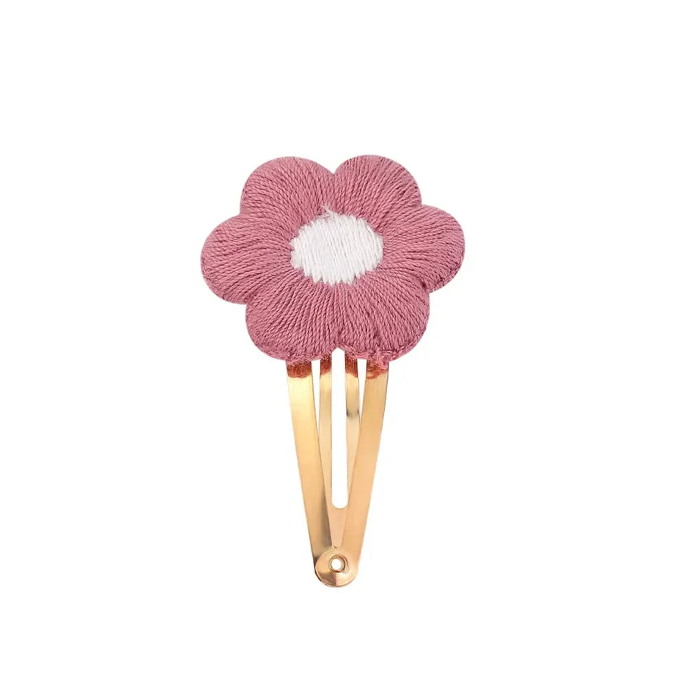 Vintage Floral Embroidery Hair Clips for Girls - Set of 2 Sweet Hair Pins