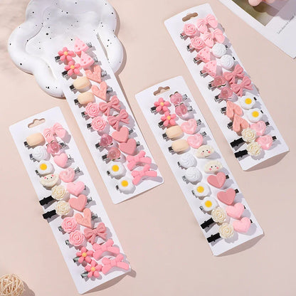 20-Piece Baby Pink Cartoon Hairpin Set for Girls - Adorable Bangs Clips and Sweet Accessories