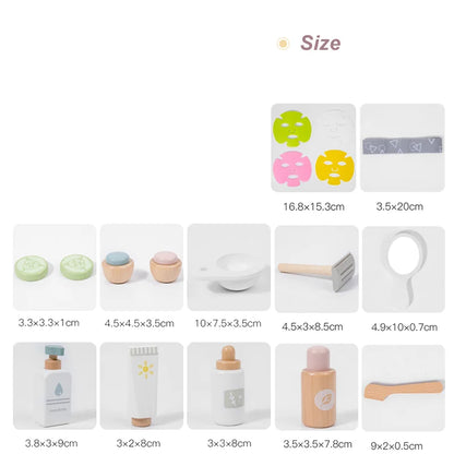 Wooden Pretend Play Children Facial Mask Makeup Set Imitation Beauty Fashion Toy Cosmetics Set Educational Toys for Girls Gift