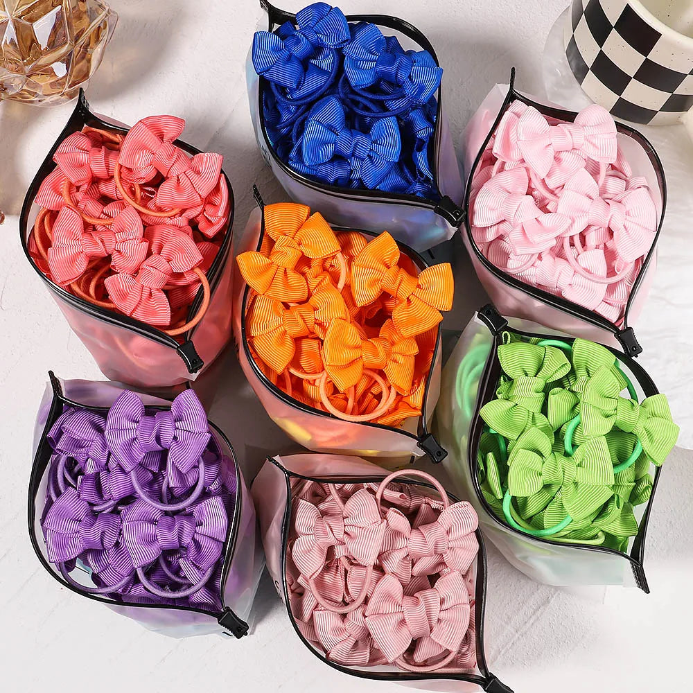 5-Pack Kids Hair Accessories with Bow Scrunchies - Elastic Hair Ties for Girls and Babies