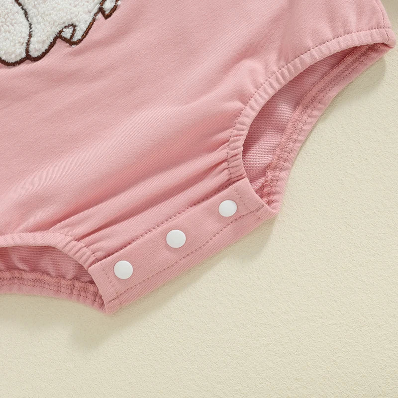 Adorable Baby Girl Halloween Rompers with Fuzzy Ghost Embroidery - Long Sleeve Jumpsuits for Newborns (0-18 Months)