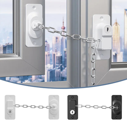 Adjustable Stainless Steel Chain Safety Lock for Children - Window, Cabinet, Door, and Refrigerator Security Protection