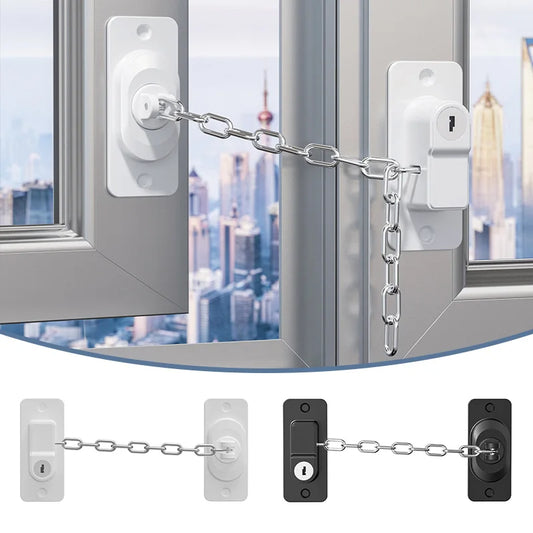 Adjustable Stainless Steel Chain Safety Lock for Children - Window, Cabinet, Door, and Refrigerator Security Protection
