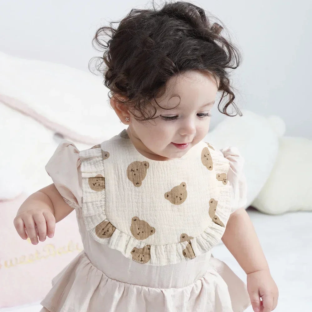 Adorable Ruffle Baby Bibs & Burp Cloths Set - Soft Feeding Accessories for Newborns in 3 Styles